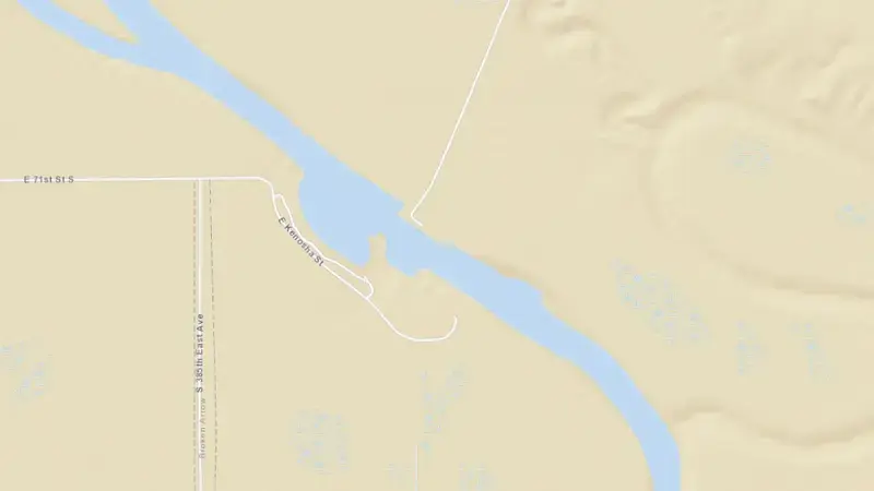 Road map of Newt Graham LD18 reservoir, Oklahoma, United States