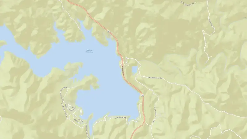 Road map of Pactola Dam & Reservoir reservoir, South Dakota, United States