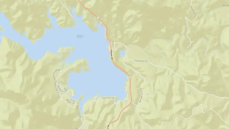 Road map of Pactola Reservoir and Dam reservoir, South Dakota, United States