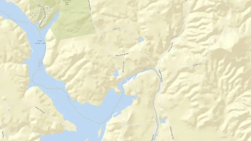 Road map of Paint Creek Lake reservoir, Ohio, United States