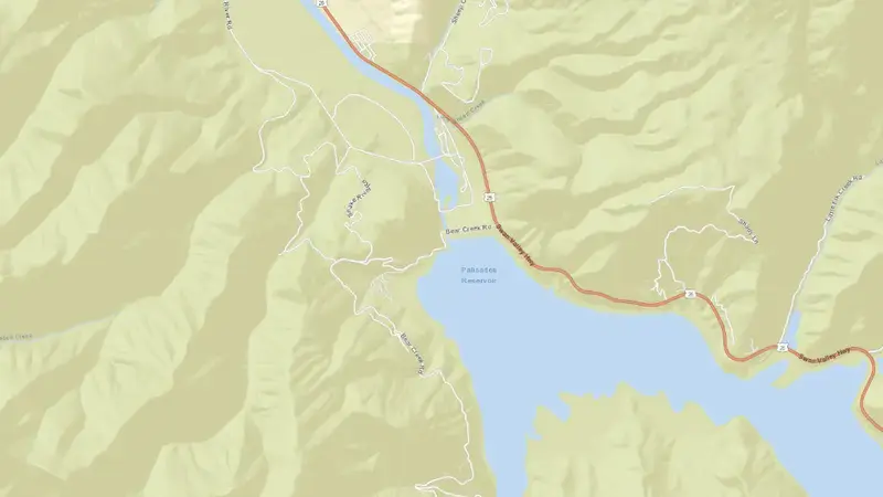 Road map of Palisades Reservoir, Dam, and Powerplant reservoir, Idaho, United States