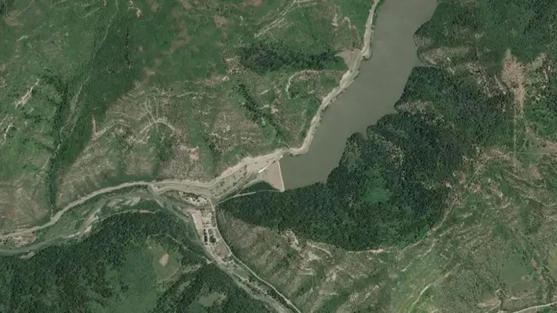 Satellite view of PAONIA RESERVOIR NEAR BARDINE, CO reservoir, Colorado, United States