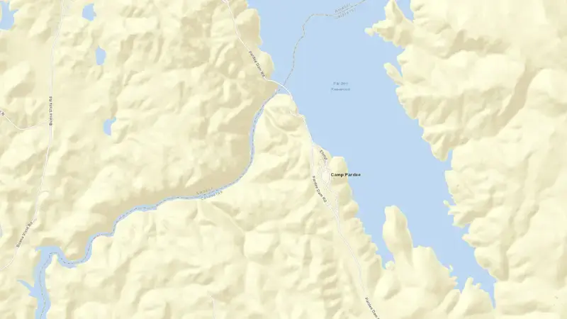 Road map of PARDEE reservoir, California, United States