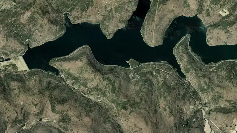 Satellite view of Pepacton Reservoir reservoir, New York, United States
