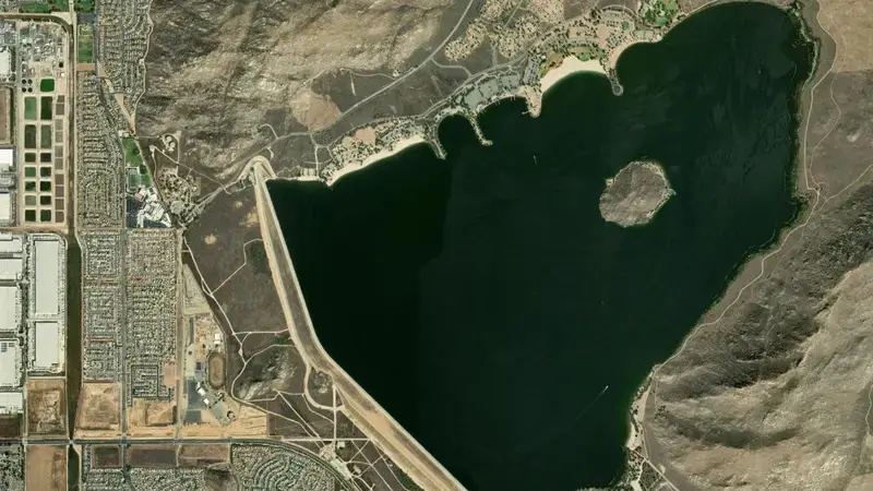 Satellite view of PERRIS reservoir, California, United States