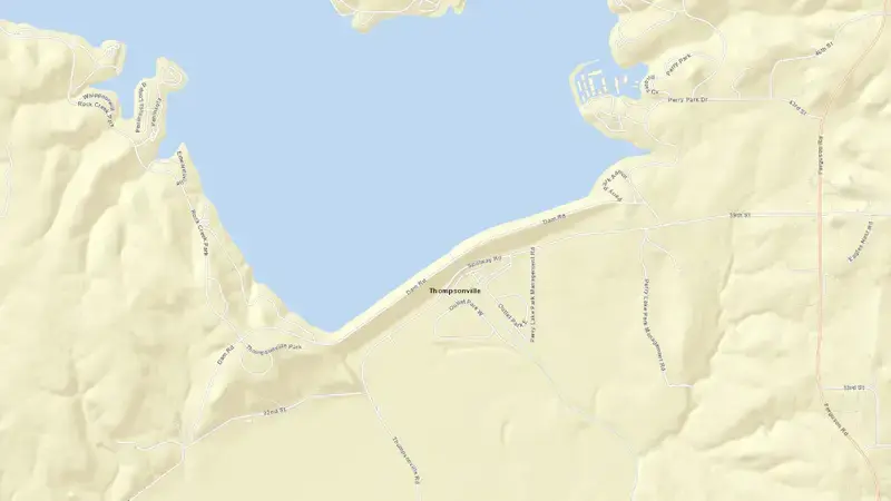Road map of PERRY LK NR PERRY, KS reservoir, Kansas, United States