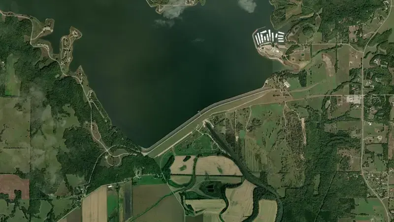 Satellite view of PERRY LK NR PERRY, KS reservoir, Kansas, United States