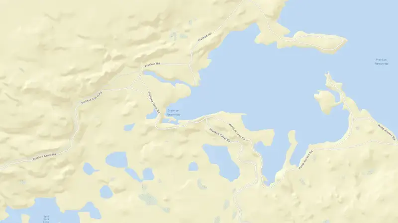 Road map of Pishkun Reservoir and Dikes reservoir, Montana, United States