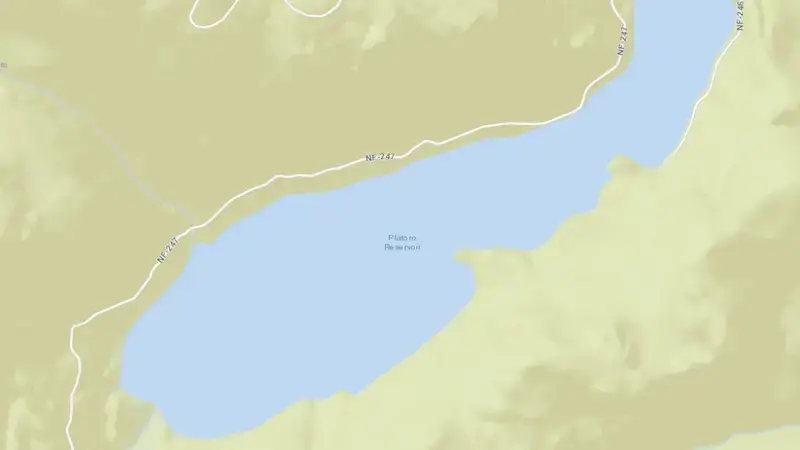 Road map of Platoro Reservoir and Dam reservoir, Colorado, United States