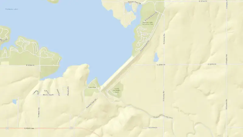 Road map of Pomona Dam & Reservoir reservoir, Kansas, United States