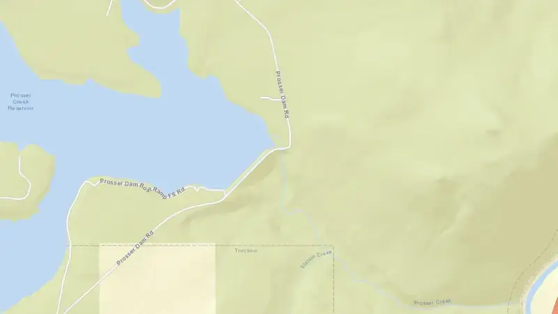 Road map of PROSSER CREEK RESERVOIR reservoir, California, United States