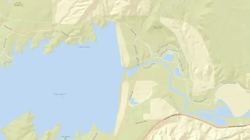 Road map of Pueblo Reservoir reservoir, Colorado, United States