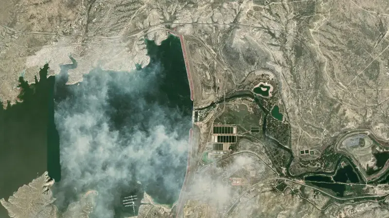 Satellite view of Pueblo Reservoir reservoir, Colorado, United States