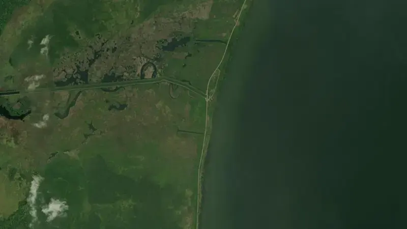 Satellite view of Red Lake Dam reservoir, Minnesota, United States
