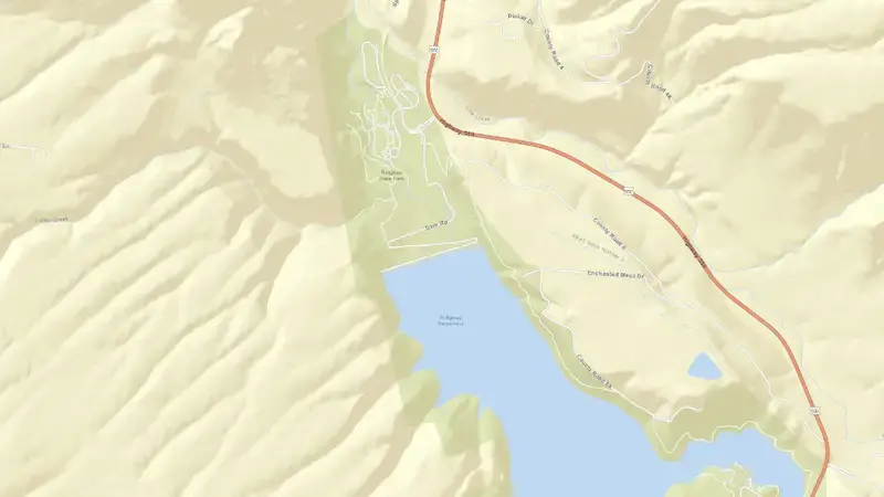 Road map of RIDGWAY RESERVOIR NEAR RIDGWAY, CO reservoir, Colorado, United States