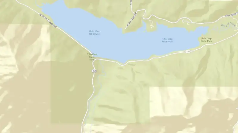 Road map of RIFLE GAP RESERVOIR NEAR RIFLE, CO reservoir, Colorado, United States