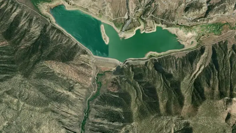 Satellite view of RIFLE GAP RESERVOIR NEAR RIFLE, CO reservoir, Colorado, United States