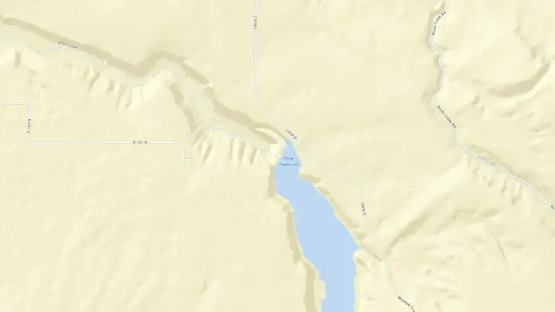Road map of Ririe Reservoir and Dam reservoir, Idaho, United States