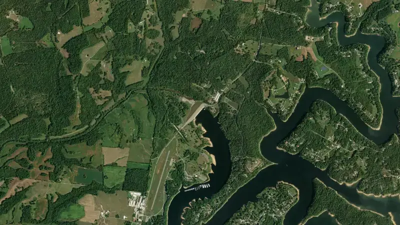 Satellite view of Rough River Lake reservoir, Kentucky, United States
