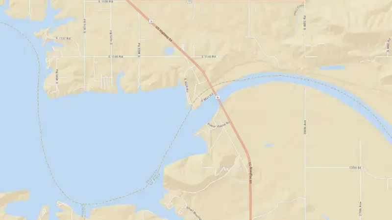 Road map of RS Kerr LD15 reservoir, Oklahoma, United States