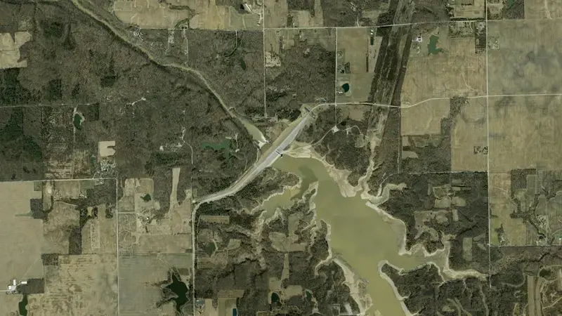 Satellite view of Salamonie Lake reservoir, Indiana, United States