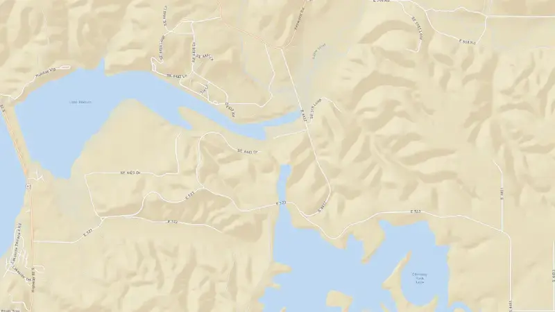 Road map of Salina Pumpback reservoir, Oklahoma, United States