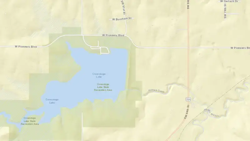 Road map of Salt Creek Dam 12 reservoir, Nebraska, United States