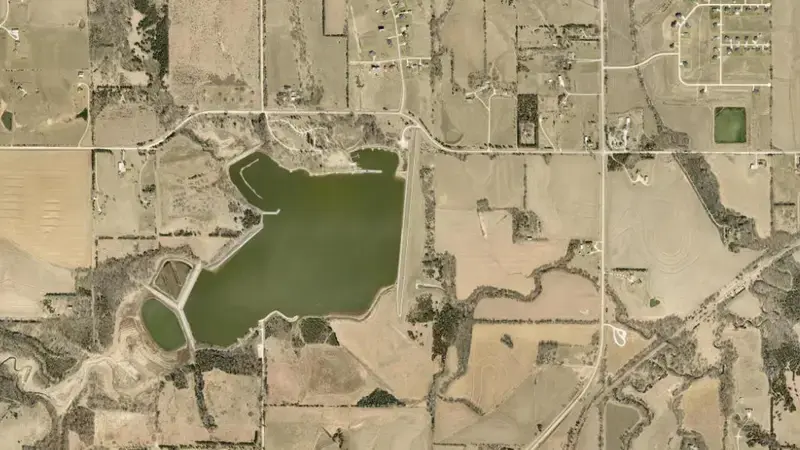 Satellite view of Salt Creek Dam 12 reservoir, Nebraska, United States