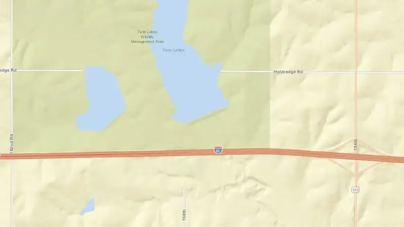 Road map of Salt Creek Dam 13 reservoir, Nebraska, United States