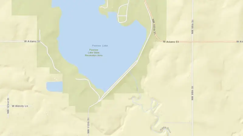 Road map of Salt Creek Dam 14 reservoir, Nebraska, United States