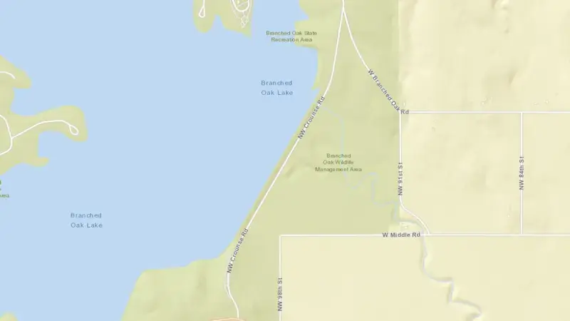 Road map of Salt Creek Dam 18 reservoir, Nebraska, United States