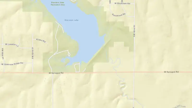 Road map of Salt Creek Dam 4 reservoir, Nebraska, United States