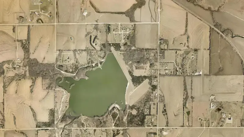 Satellite view of Salt Creek Dam 9 reservoir, Nebraska, United States