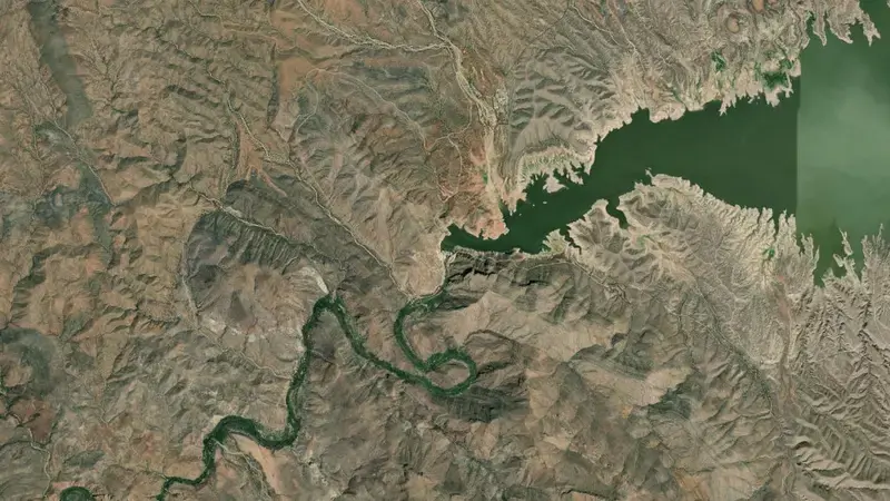 Satellite view of San Carlos Reservoir reservoir, Arizona, United States