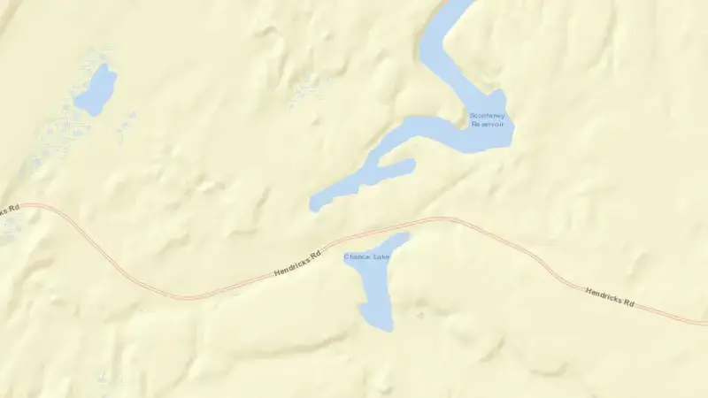Road map of Scooteney Reservoir and Dikes reservoir, Washington, United States