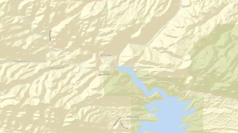 Road map of Seminoe Reservoir Dam and Powerplant reservoir, Wyoming, United States