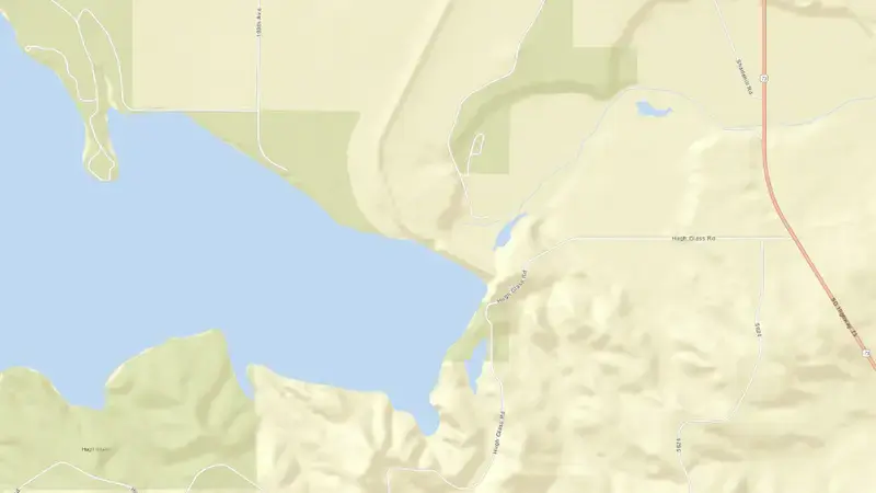 Road map of Shadehill Reservoir and Dam reservoir, South Dakota, United States