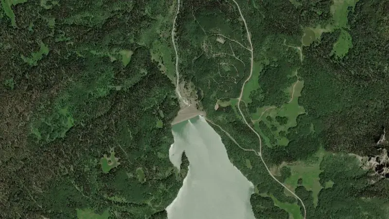 Satellite view of SILVER JACK RESERVOIR NEAR CIMARRON, CO reservoir, Colorado, United States