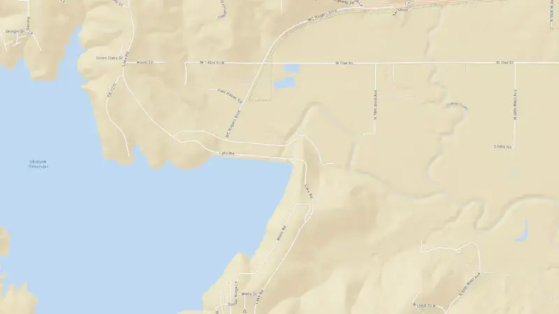 Road map of Skiatook Lake reservoir, Oklahoma, United States