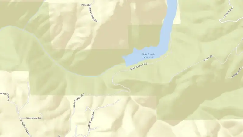 Road map of SLAB CREEK reservoir, California, United States