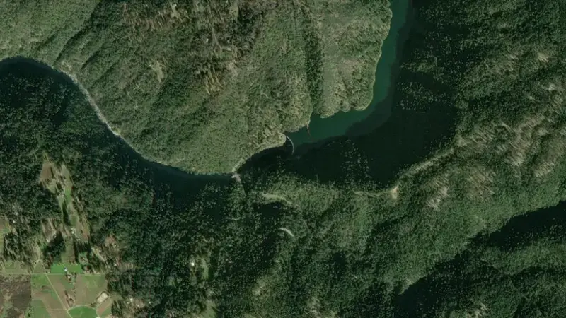 Satellite view of SLAB CREEK reservoir, California, United States