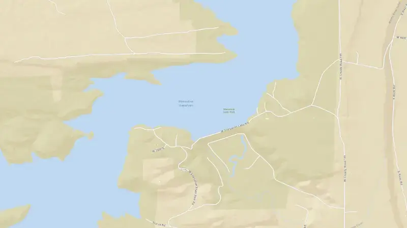 Road map of Starvation Reservoir and Dam reservoir, Utah, United States