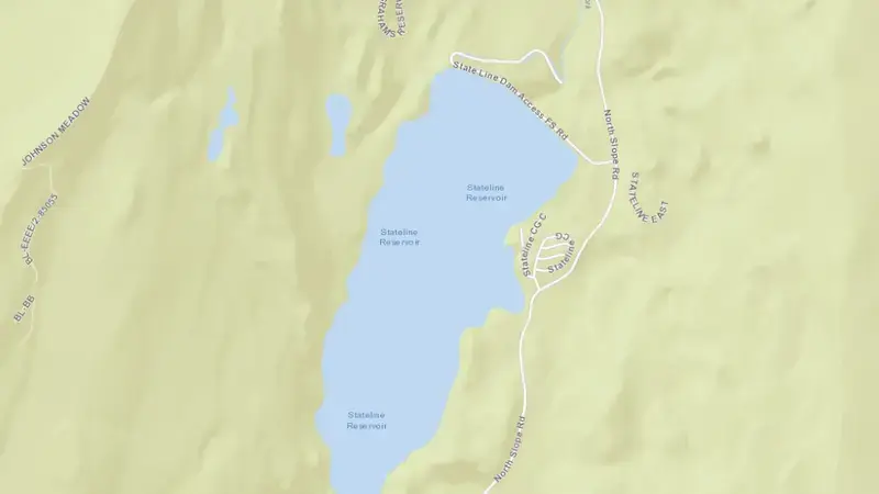 Road map of Stateline Reservoir and Dam reservoir, Utah, United States