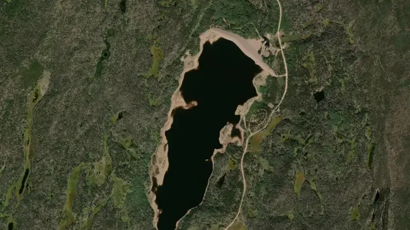 Satellite view of Stateline Reservoir and Dam reservoir, Utah, United States