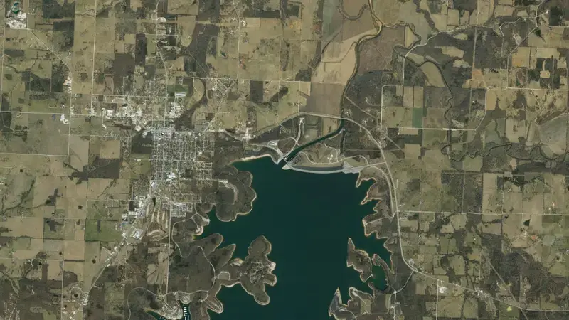 Satellite view of Stockton Dam & Reservoir reservoir, Missouri, United States