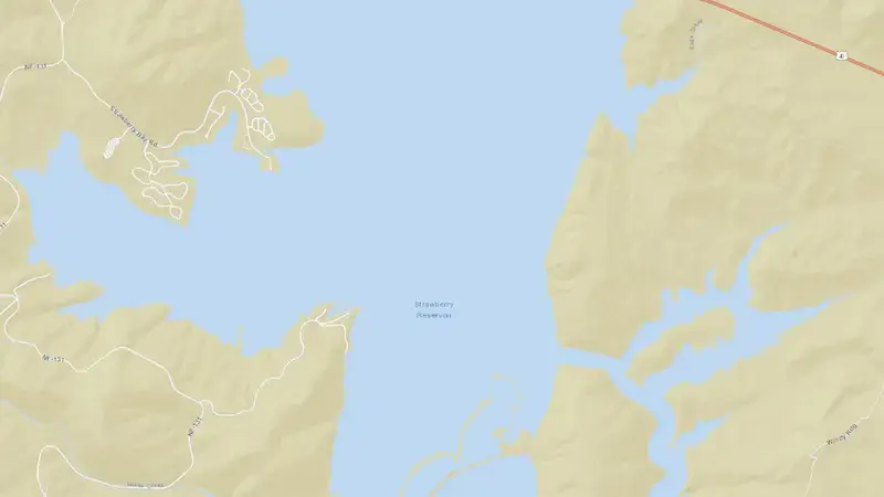 Road map of Strawberry Reservoir and Soldier Creek Dam reservoir, Utah, United States