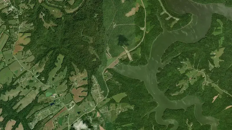 Satellite view of Taylorsville Lake reservoir, Kentucky, United States
