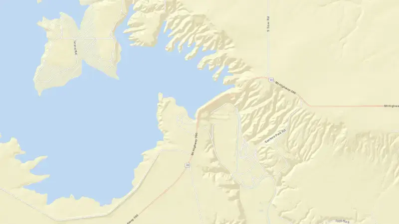 Road map of Tiber Dam & Reservoir reservoir, Montana, United States