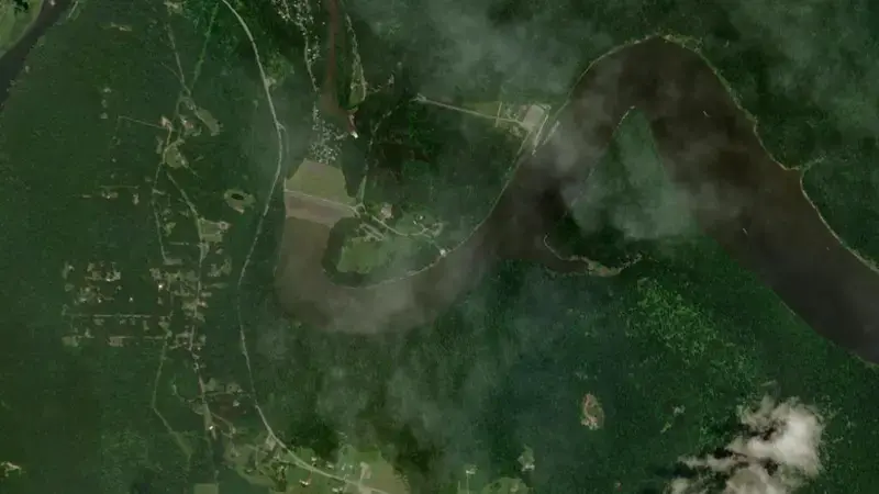 Satellite view of Tionesta Lake, PA reservoir, Pennsylvania, United States