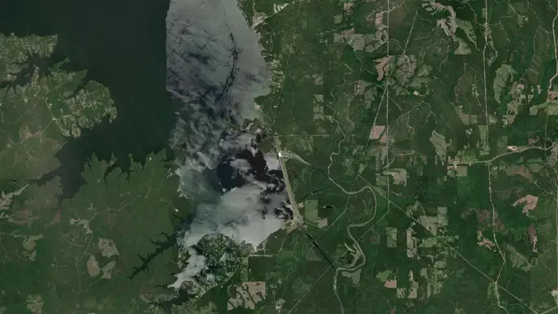 Satellite view of Toledo Bend Reservoir reservoir, Louisiana, United States